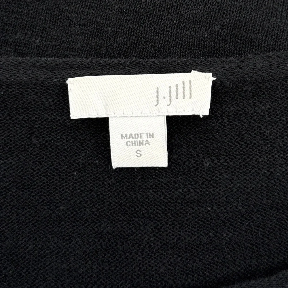 J.Jill Black 3/4 Sleeve‎ Linen Cotton Blend Knit Sweater Top Womens Size Small
